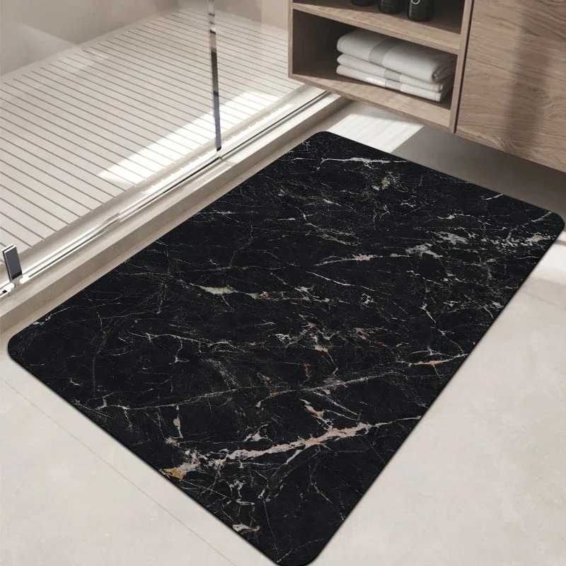 Puzzle Blank White - White Grey Marble Texture Doormat Non
